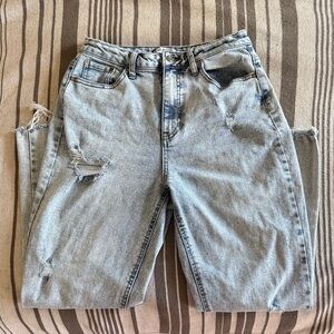 Light Wash Distressed High Waist Straight Leg Jeans | Woman’s 29